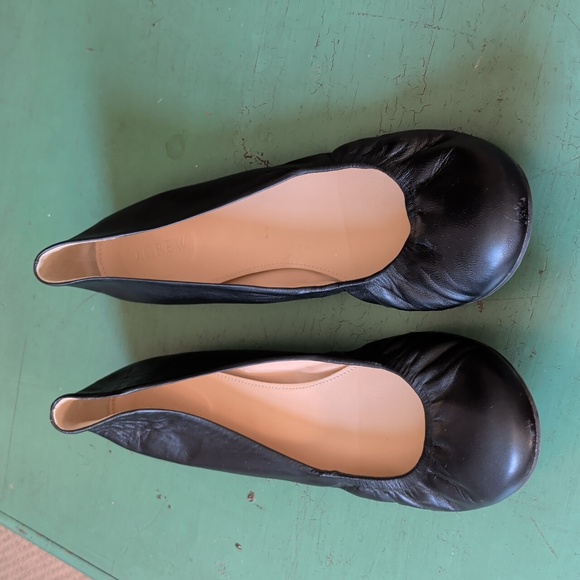 J. Crew Black Leather Ballet Flats 12 - Picture 2 of 7